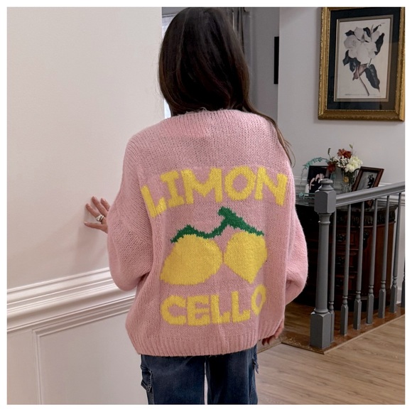MADE IN ITALY OVERSIZED FABULOUS LIMON CELLO SWEATER CARDIGAN - Picture 4 of 5